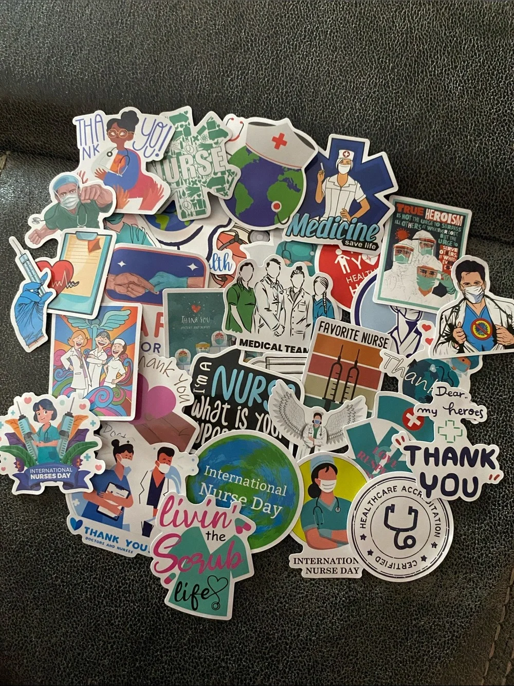 🖤 33 Thank You Nurse Sticker Pack - Multicolor Appreciation Set